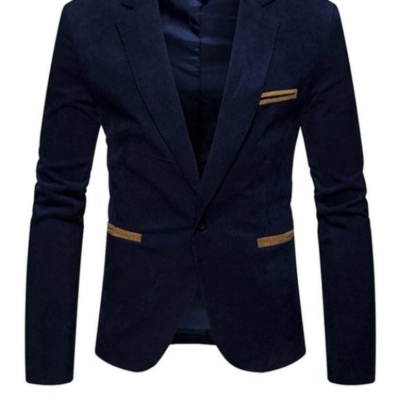Blue Mens Corduroy Blazer - Picture 2 of 6